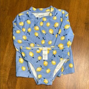Carter's Blue and Yellow Lemon Rashguard Swim Set